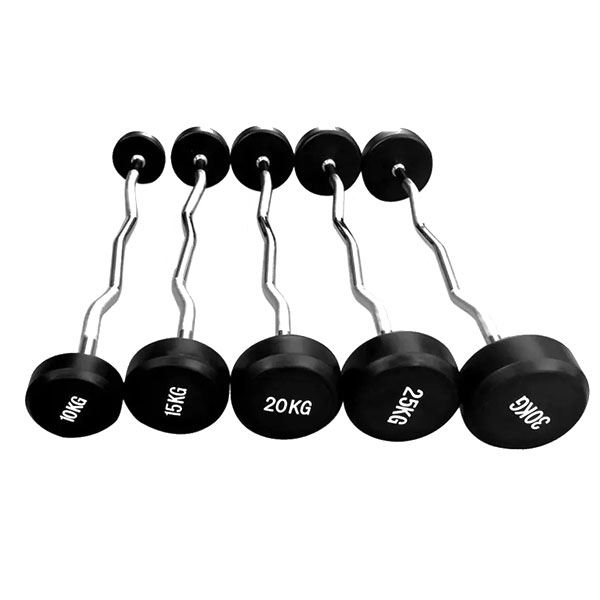 Barra Curl Fija de Goma Negra